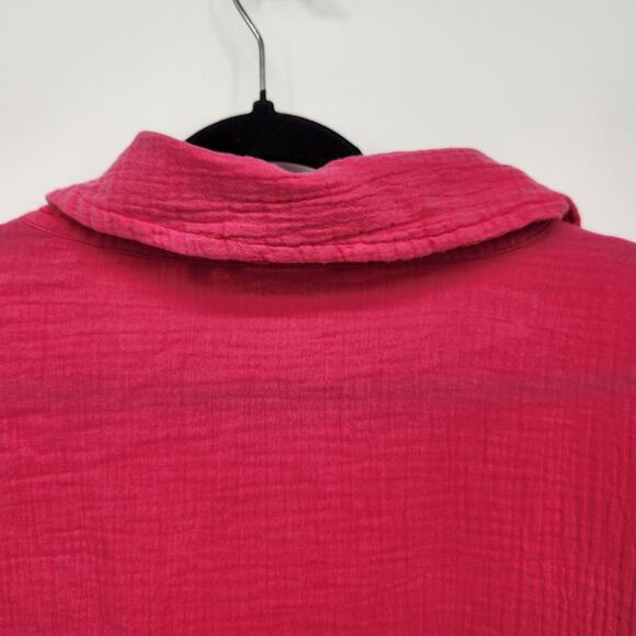 Soft Surroundings Giovinezza Raspberry Pink Slub Cotton Blouse Top Women's XL - Picture 11 of 11